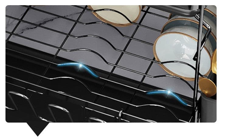 Black Iron Kitchen Dish Plate Bowl Storage Rack.